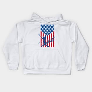 Red White and Dingers Baseball American Flag Home Plate Baseball Kids Hoodie